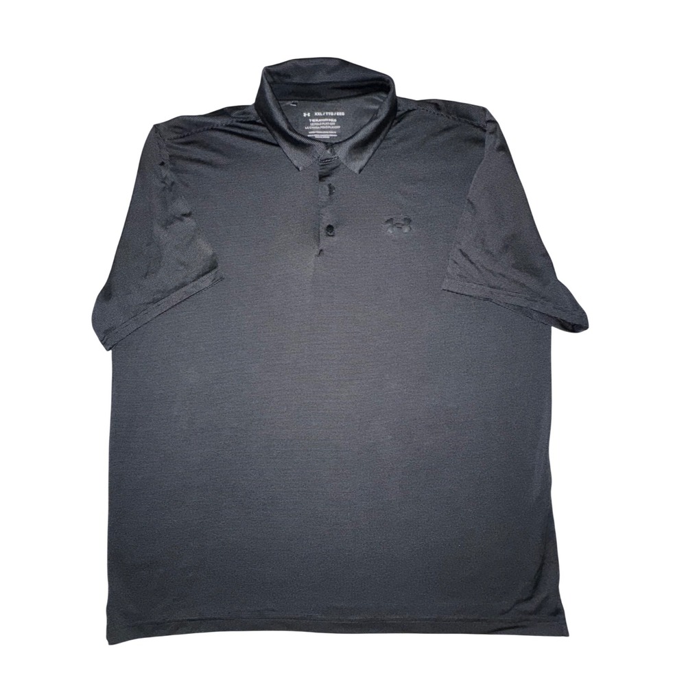 Under Armour Mens Playoff Polo Shirt XXL Black Striped Short Sleeve Golf Top